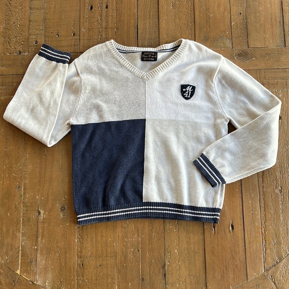Mayoral color block vneck sweater